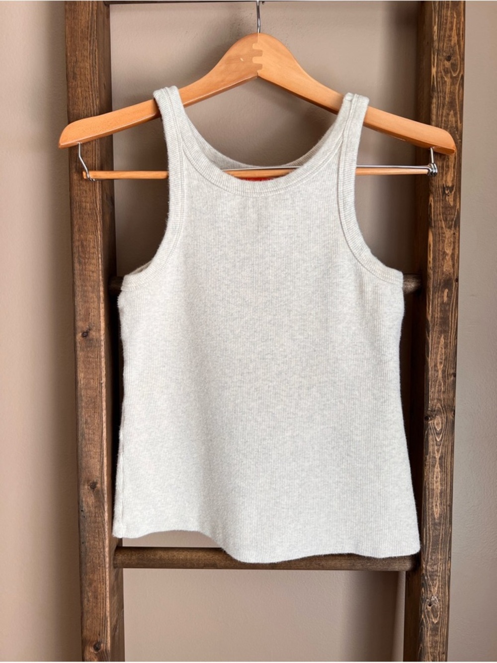 MOTHER Cream Ribbed Tank Top